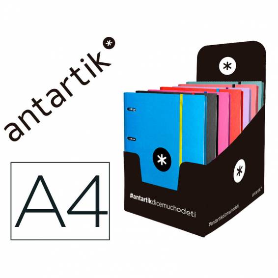 Carpeta con recambio liderpapel antartik a4 cuadro 5mm forrada 4 anillas 40mm redondas colores surtidos