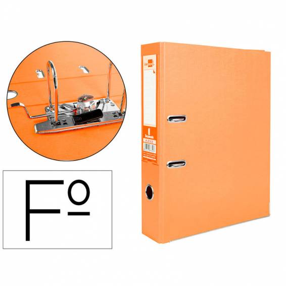 Archivador de palanca liderpapel folio documenta forrado pvc con rado lomo 75mm naranja con compresor