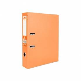 Archivador de palanca liderpapel folio documenta forrado pvc con rado lomo 75mm naranja con compresor