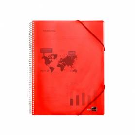 Carpeta liderpapel escaparate con espiral 80 fundas polipropileno din a4 rojo