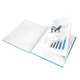 Carpeta liderpapel escaparate con espiral 80 fundas polipropileno din a4 azul