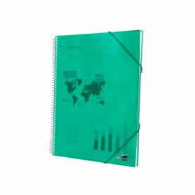 Carpeta liderpapel escaparate con espiral 60 fundas polipropileno din a4 verde