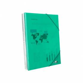 Carpeta liderpapel escaparate con espiral 60 fundas polipropileno din a4 verde