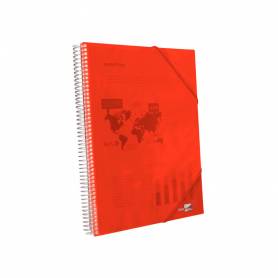 Carpeta liderpapel escaparate con espiral 60 fundas polipropileno din a4 rojo