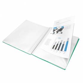 Carpeta liderpapel escaparate con espiral 30 fundas polipropileno din a4 verde