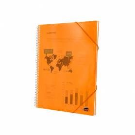 Carpeta liderpapel escaparate con espiral 10 fundas polipropileno din a4 naranja