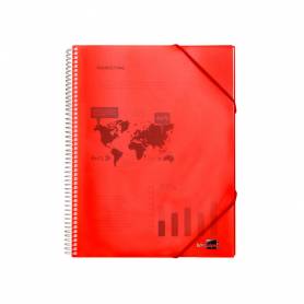 Carpeta liderpapel escaparate con espiral 10 fundas polipropileno din a4 rojo