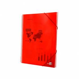 Carpeta liderpapel escaparate con espiral 10 fundas polipropileno din a4 rojo