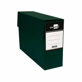 Caja transferencia liderpapel con fuelle folio color verde