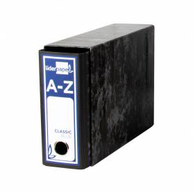 Caja archivador liderpapel classic blue cuarto apaisado negra