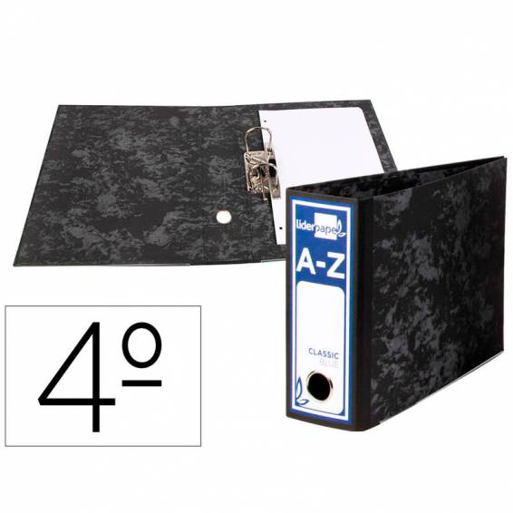 Archivador de palanca liderpapel cuarto apaisado classic blue sin rado lomo 80mm negro compresor metalico