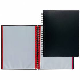 Carpeta liderpapel din a4 con 20 fundas intercambiables bordes de colores color negro