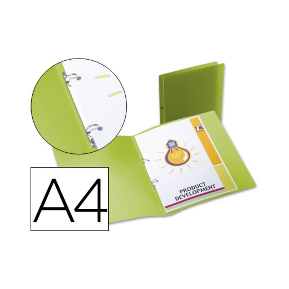 Carpeta liderpapel 2 anillas redondas mini 15 mm 49073 polipropileno din a4 verde translucido