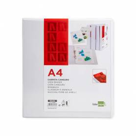 Carpeta canguro 2 anillas mixtas 55mm liderpapel a4 plastico blanca