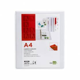 Carpeta canguro 4 anillas mixtas 40mm liderpapel a4 plastico blanca