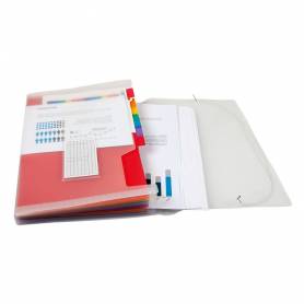 Carpeta liderpapel clasificador fuelle 42159 polipropileno a4 tte 2 huecos tarjetas spectrafile 13 dpto