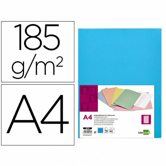 Subcarpeta liderpapel din a4 celeste intenso 180g/m2