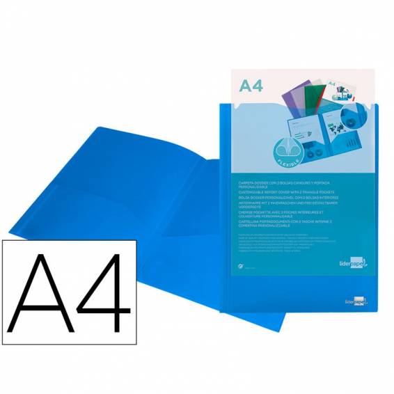 Carpeta liderpapel dossier dos bolsas canguro 45682 polipropileno din a4 azul