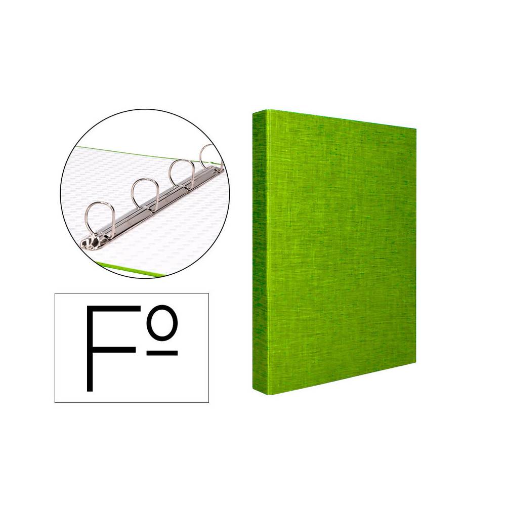 Carpeta de 4 anillas 25mm mixtas liderpapel folio cartonforrado paper coat verde frosty