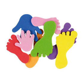 Figuras de pies y manos autoadhesivas bolsas de 55 unidades colores surtidos