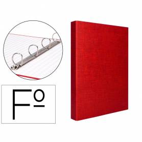 Carpeta de 4 anillas 25mm mixtas liderpapel folio carton forrado paper coat roja