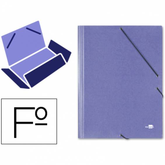 Carpeta liderpapel gomas folio 3 solapas carton simil prespan azul