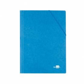 Carpeta liderpapel gomas folio 3 solapas carton simil prespan azul