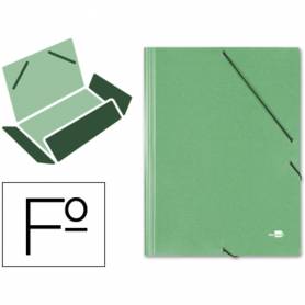 Carpeta liderpapel gomas folio 3 solapas carton simil prespan verde