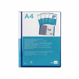 Carpeta liderpapel personaliza 37732 40 fundas canguro polipropileno din a4 azul portada y lomo personalizable