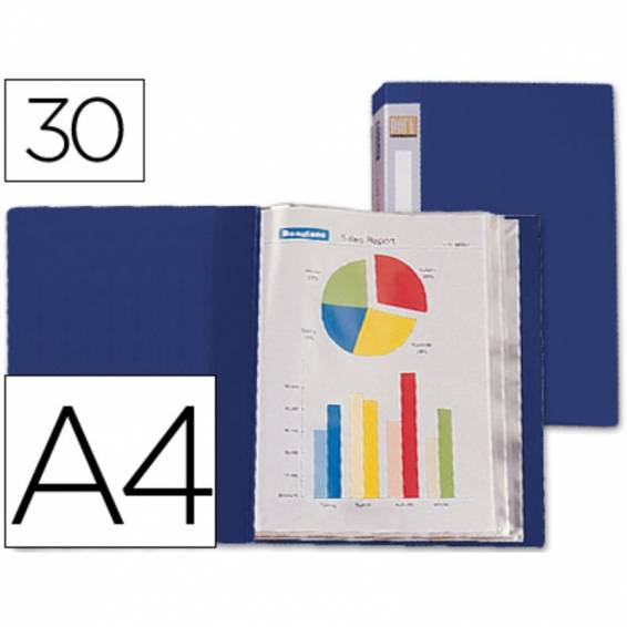 Carpeta liderpapel personaliza 37022 30 fundas polipropileno din a4 azul lomo personalizable