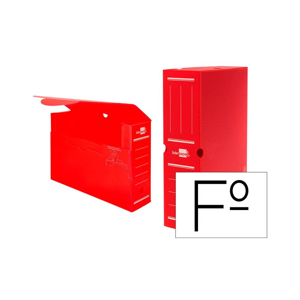 Caja archivo definitivo plastico liderpapel rojo 360x260x100 mm