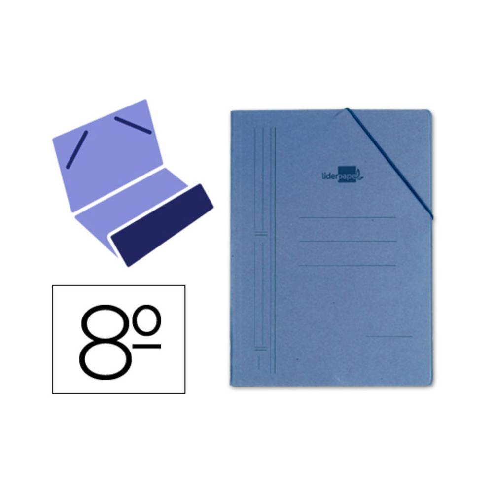 Carpeta liderpapel gomas octavo bolsa carton compacto azul