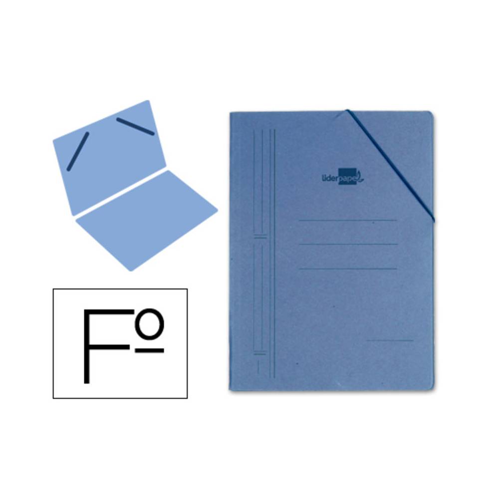 Carpeta liderpapel gomas folio sencilla carton compacto azul