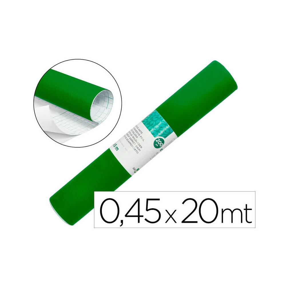 Rollo adhesivo liderpapel unicolor verde brillo rollo de 0,45 x 20 mt