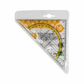 Escuadra liderpapel geometria 16 cm plastico cristal con pestaña de sujeccion