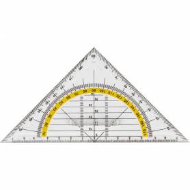 Escuadra liderpapel geometria 16 cm plastico cristal con pestaña de sujeccion