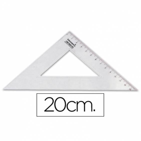 Escuadra liderpapel 20 cm plastico cristal