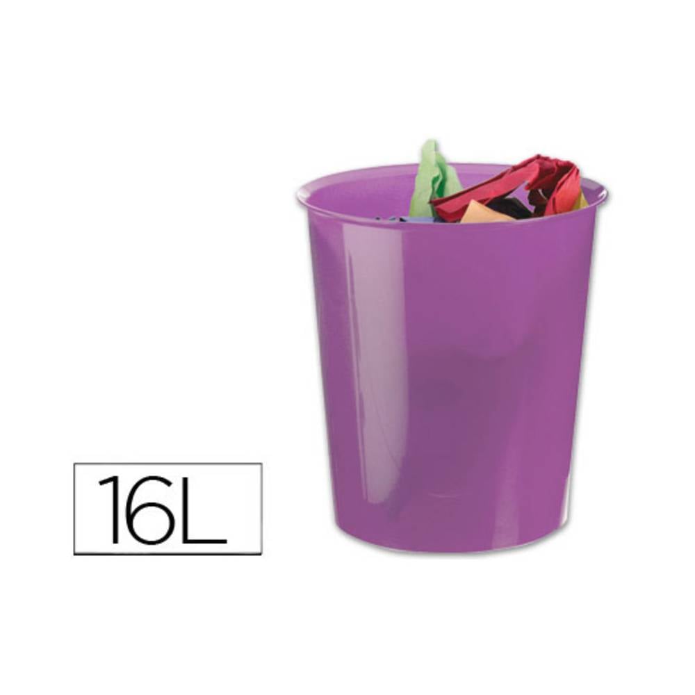 Papelera plastico q-connect violeta translucido 16 litros 290x310 mm