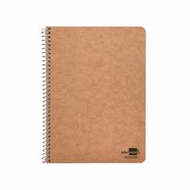 Cuaderno espiral liderpapel cuarto ecouse tapa cartulina kraft 80h papel reciclado 80 grcuadro 4mm