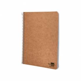 Cuaderno espiral liderpapel cuarto ecouse tapa cartulina kraft 80h papel reciclado 80 grcuadro 4mm