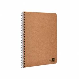 Cuaderno espiral liderpapel cuarto ecouse tapa cartulina kraft 80h papel reciclado 80 grcuadro 4mm