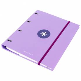 Carpeta con recambio liderpapel antartik a4 cuadro 5mm forrada 4 anillas 25mm redondas color lavanda