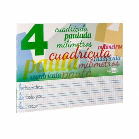 Libreta liderpapel pautaguia tapa cartoncillo 32 hojas din a5 70 g cuadriculado pautado 4 mm apaisado con margen