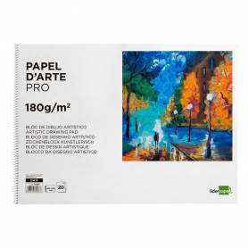 Bloc dibujo liderpapel artistico espiral 460x325mm 20 hojas 180gr/m2 sin recuadro perforado