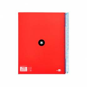 Cuaderno espiral liderpapel a4 micro antartik tapa forrada 120h 100 gr horizontal 5 bandas 4 taladros colores surt