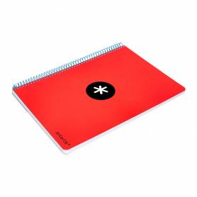 Cuaderno espiral liderpapel a5 antartik tapa dura 80h 100 gr cuadro 5mm con margen color rojo