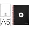 Cuaderno espiral liderpapel a5 micro antartik tapa forrada 120h 100g liso con bandas 6 taladros color negro - KD60