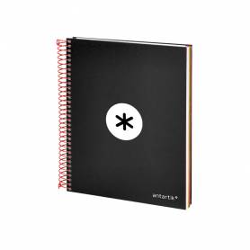 Cuaderno espiral liderpapel a5 micro antartik tapa forrada 120h 90g liso con bandas 6 taladros color negro