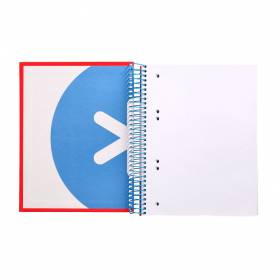 Cuaderno espiral liderpapel a5 micro antartik tapa forrada 120h 90g liso con bandas 6 taladros color rojo