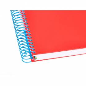 Cuaderno espiral liderpapel a5 micro antartik tapa forrada 120h 90g liso con bandas 6 taladros color rojo